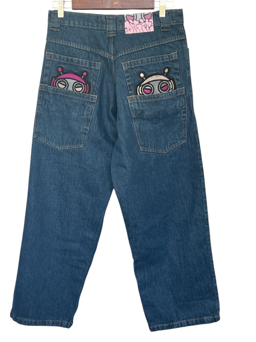 DIGITS 238 ROBO Jeans Baggy Embroidered Size XS Double Back Alien Pockets